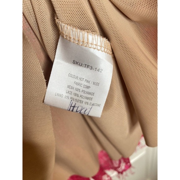 Three Floor Mini Dress Hot Pink Fuschia Lace Open Back Size 12‎ - Picture 11 of 13